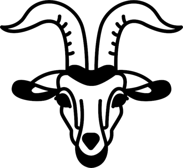 Goat face glyph and line vector illustration