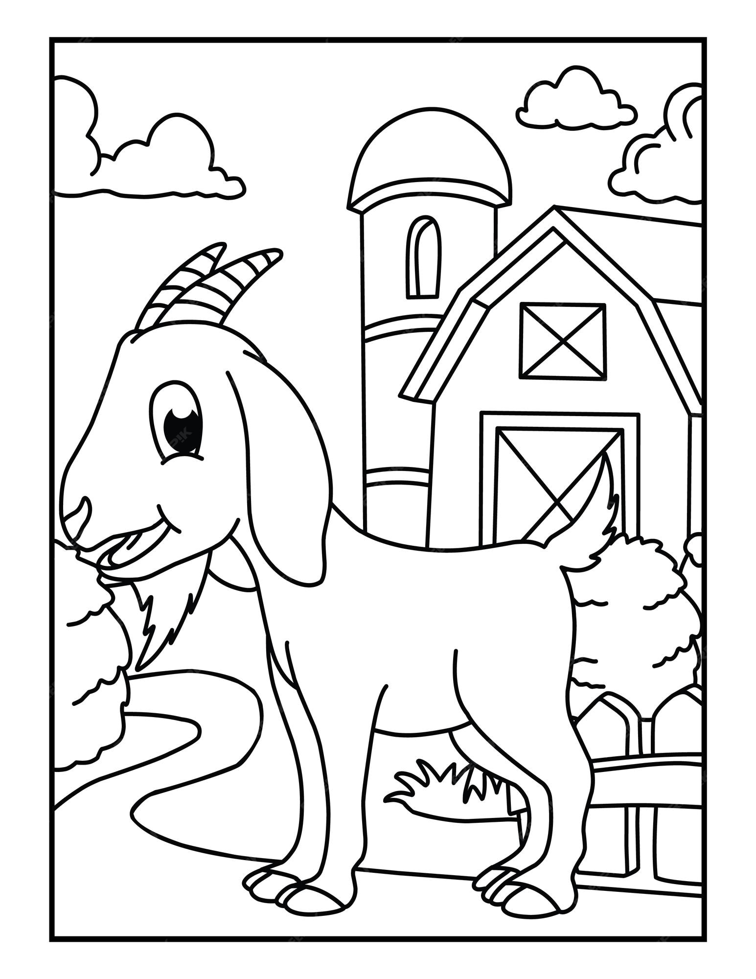 Premium Vector | Goat farm animal coloring pages for kids Premium Vector | Goat farm animal coloring pages for kids