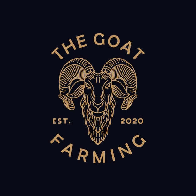 Goat farm line art logo