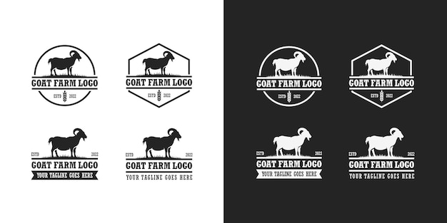 Vector goat farm logo set