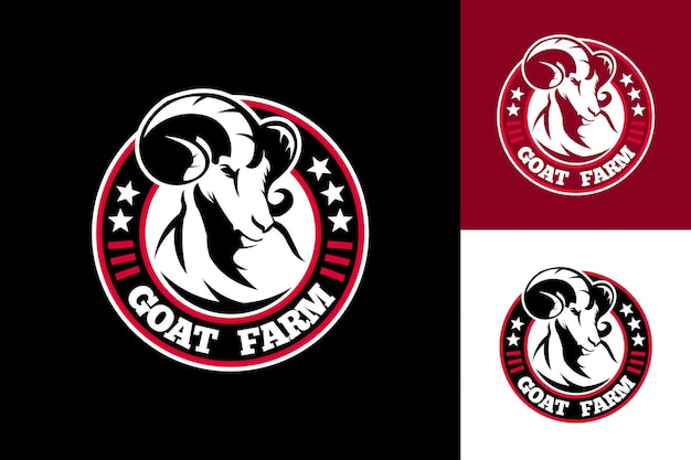 Goat farm logo template design vector, emblem, design concept, creative symbol, icon