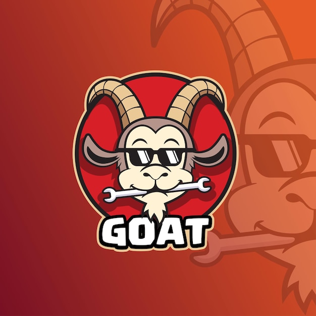 Vector goat garage service mascot logo premium template