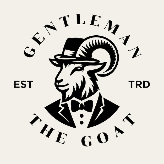 Вектор Дизайн иконок логотипа goat gentleman vintage