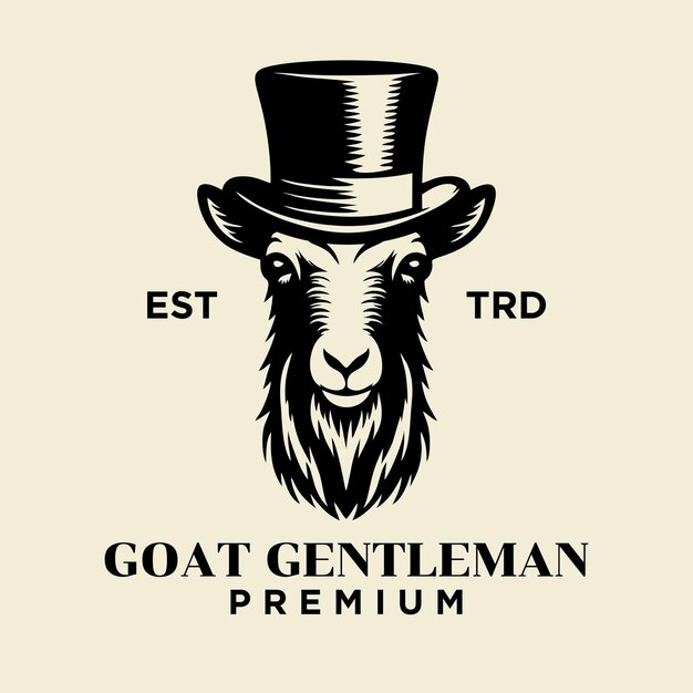 Вектор Дизайн иконок логотипа goat gentleman vintage