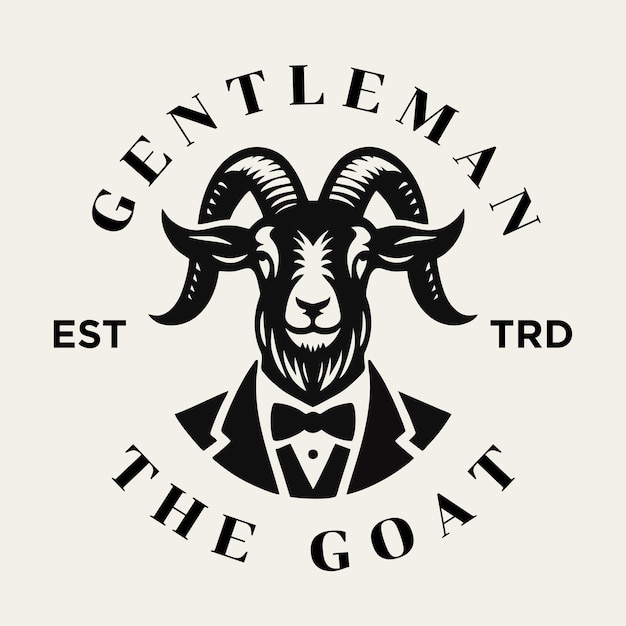 Vector goat gentleman vintage logo icon design