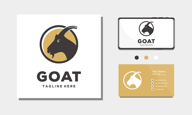 Goat head circle minimalist logo design inspiration