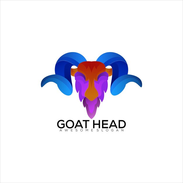 Goat head logo design gradient color