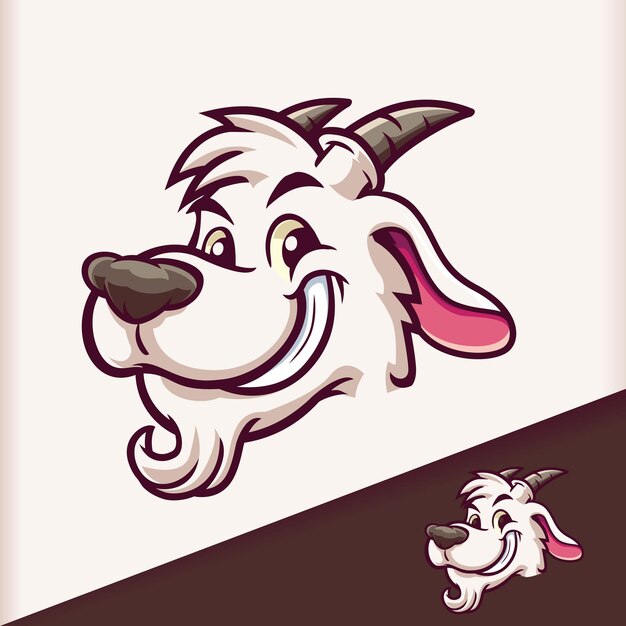 Vector goat head smile mascot cartoon