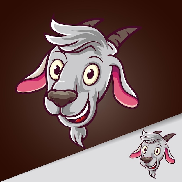 Vector goat head smile mascot cartoon