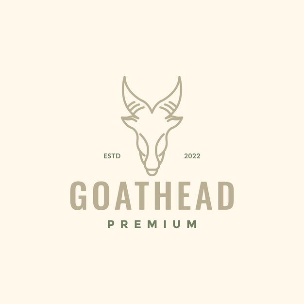 Goat head strong livestock cattle horned line hipster vintage logo design vector