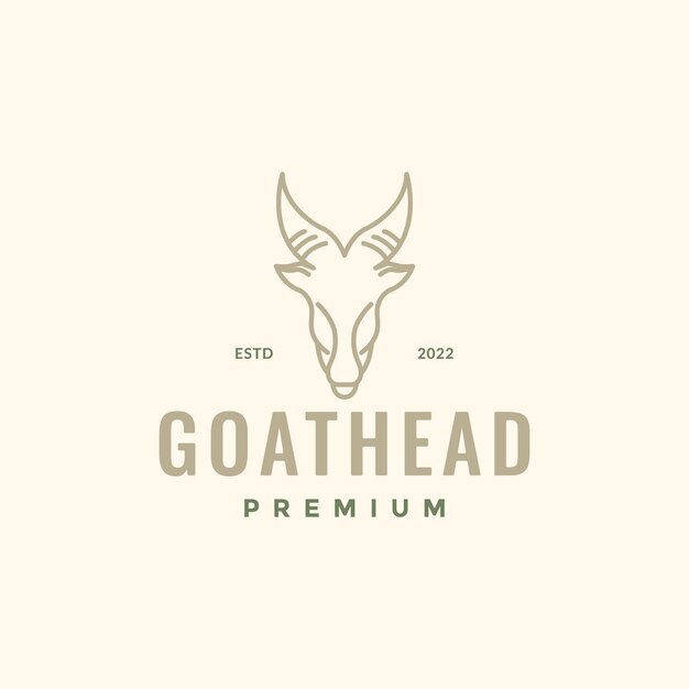 Goat head strong livestock cattle horned line hipster vintage logo design vector