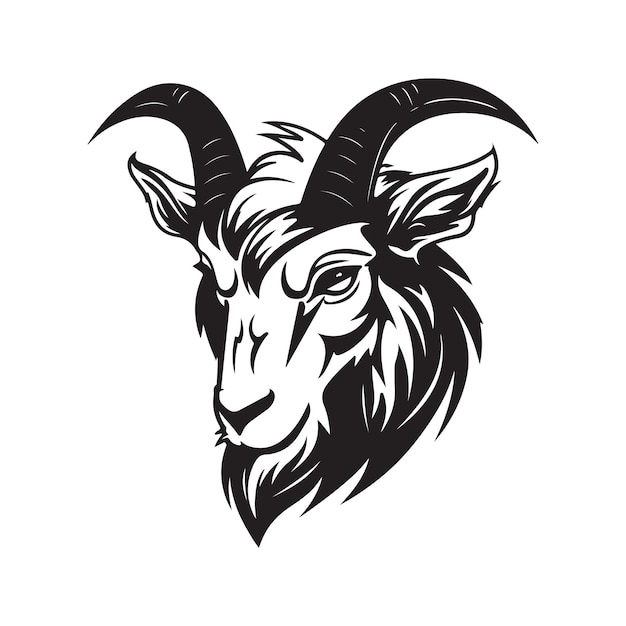 Vector goat head vector concept digital art hand drawn illustration