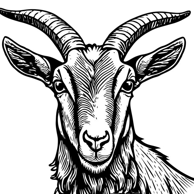 Vector goat head vector detailed engraving illustration