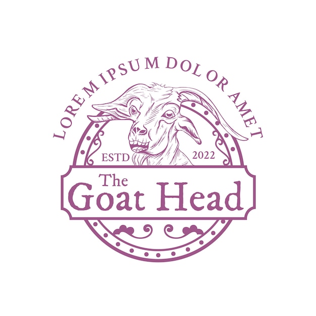 Goat Head Vintage Emblem Logo