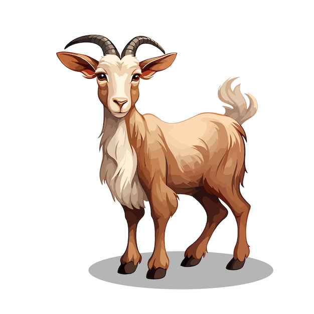 Goat isolated on white background cute cartoon vector illustration
