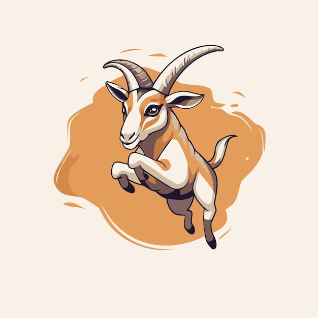 Vector goat jumping in the desert vector illustration in cartoon style