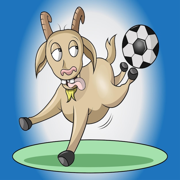 Premium Vector | A goat kicks a ball with its hind legs