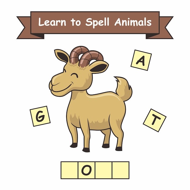 Goat Learn to Spell Animals Worksheet