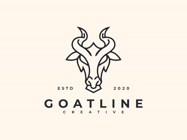 Goat line art logo design minimalist creative