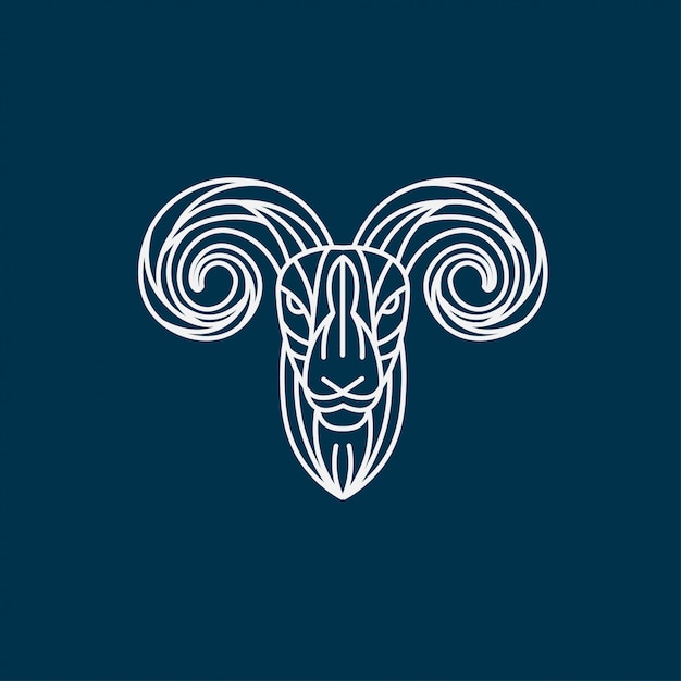 Vector goat lineart illustration, lamb head logo