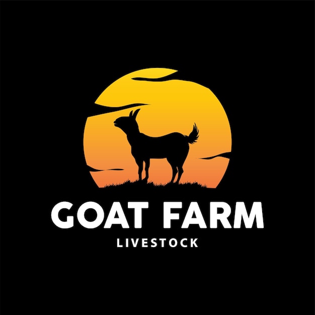 Goat logo design vector goat farm illustration cattle livestock silhouette retro rustic