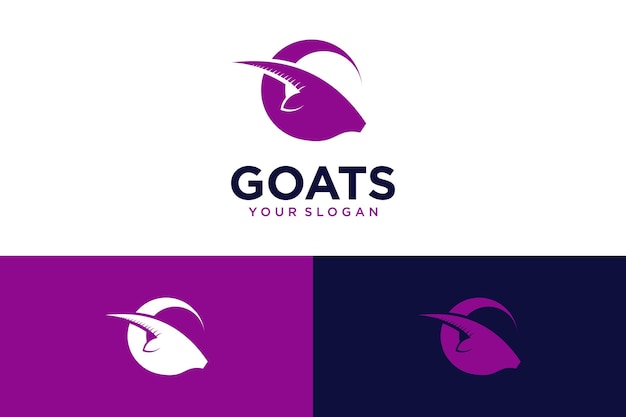 Design del logo di capra con testa e animale