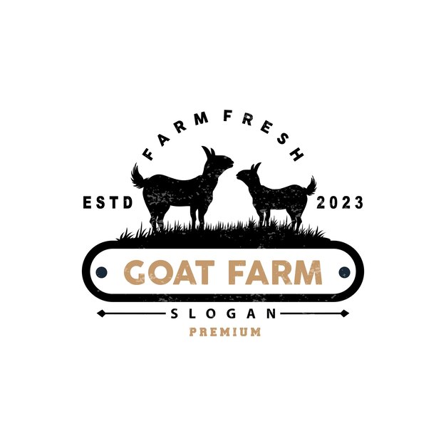 Goat logo Goat Farm Inspiration Design Vector Cattle Livestock Rustic Retro Vintage Silhouette