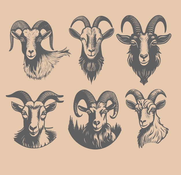 Goat logo template set