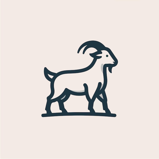 Goat logo with a simple and minimalist flat design style