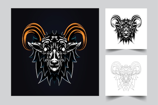 goat mascot    with modern illustration concept style 