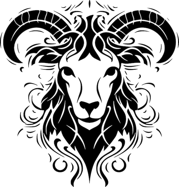 Vector goat minimalist and flat logo vector illustration