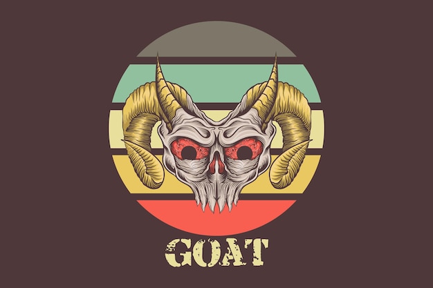 Vector goat retro vintage landscape