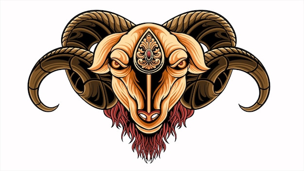 goat's head satanic vector design, editable color