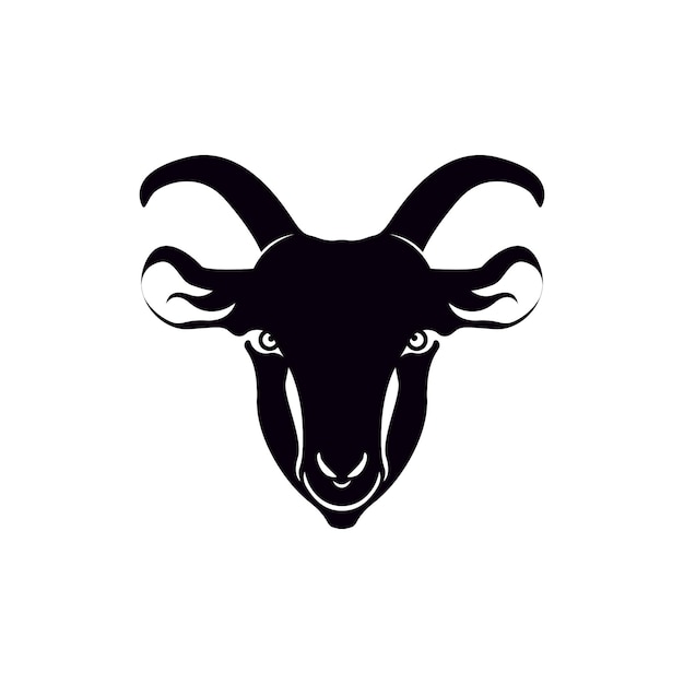 goat's head silhouette, zodiac symbol. vector animal.