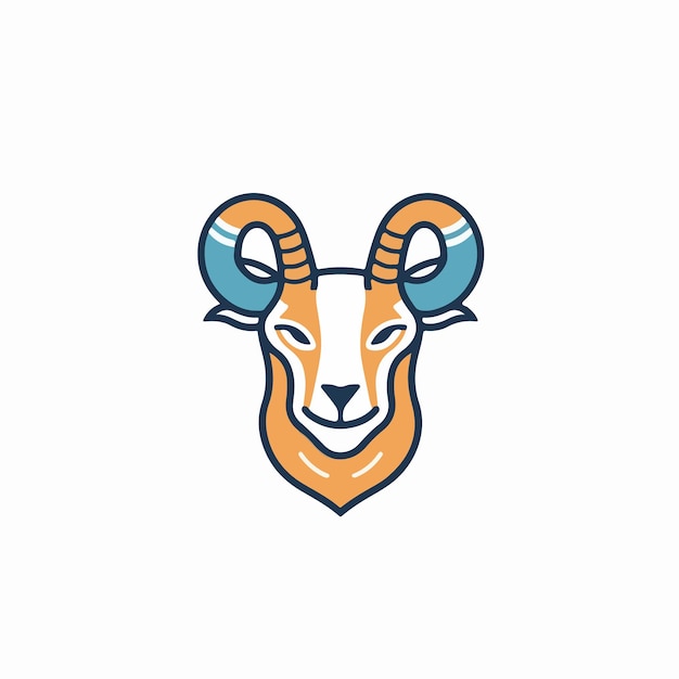 Vector a goat's head with a blue and orange pattern.