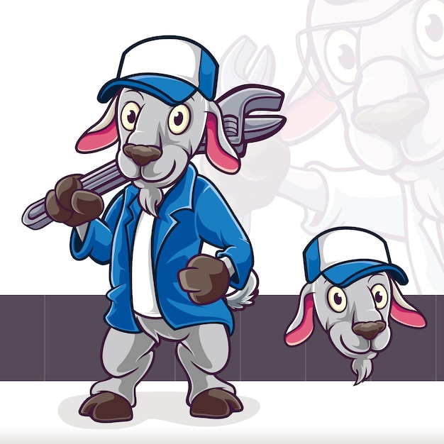 ベクトル ヤギ羊立ち科学者マスコット漫画のキャラクター
