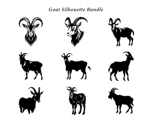 Vector goat silhouette bundle