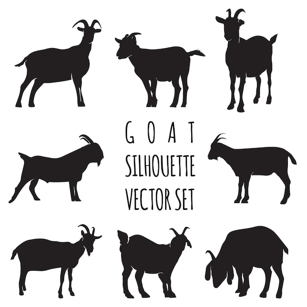 Vector goat silhouette vector illustration set