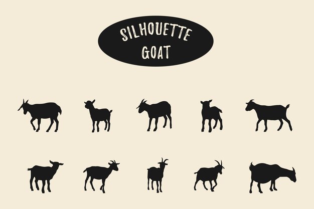 Vector goat silhouettes goat vector silhouette