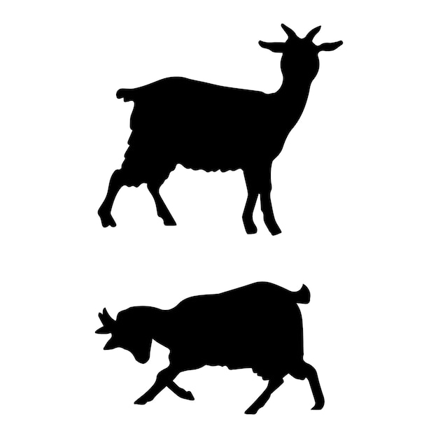 Vector goat silhouettes on white background vector illustration