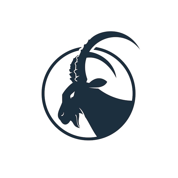 Коза Простой дизайн шаблона логотипа. Дизайн векторного логотипа горного козла.
