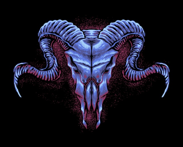 Goat skull head art  illustration