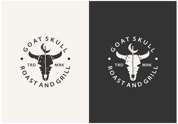 Goat skull logo design premium vektor