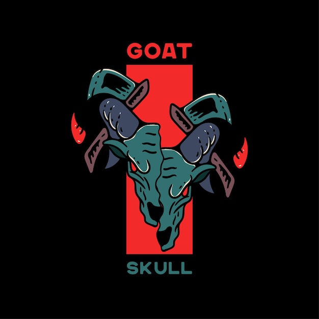 Vector goat skull with axe in the background