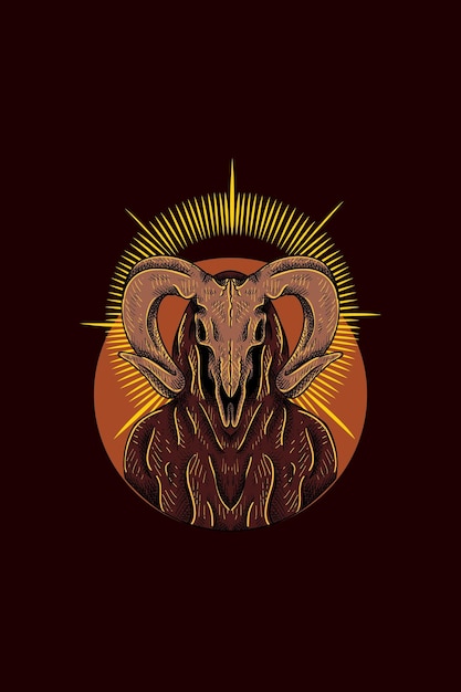 Vector goat skull with cloak vector illustration