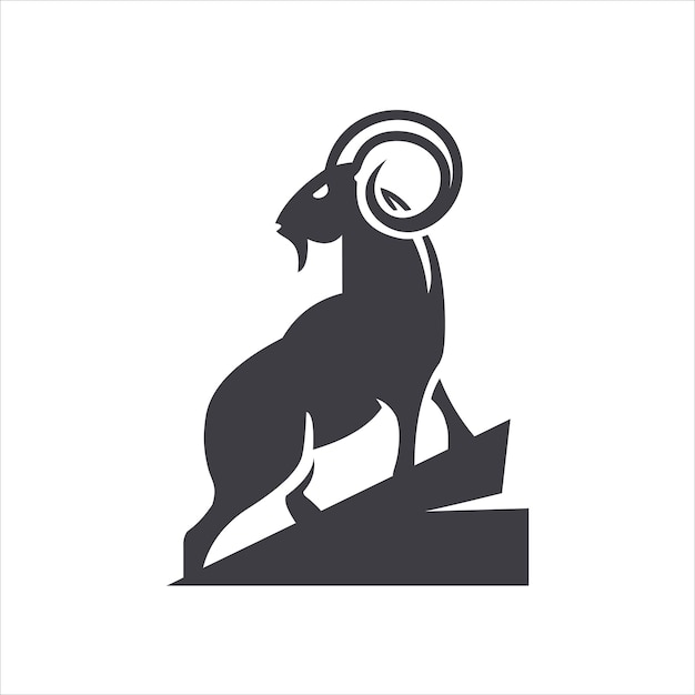 Goat stand on plateau design template, vector illustration.