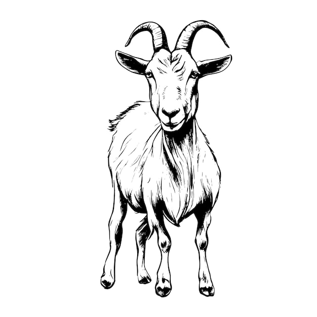 Vector goat vector animal illustration for design sketch tattoo design on white background