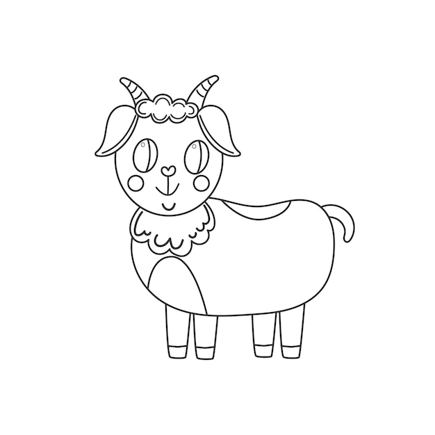 Goat vector illustratie Leuke kleine geit geïsoleerd op een witte achtergrond