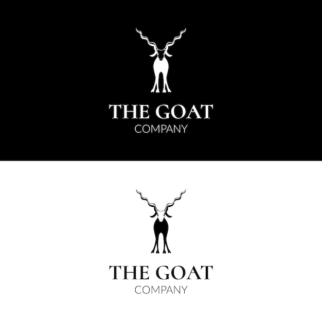 Vector goat with long horn standing tall for livestock milk and farm logo design in silhouette style