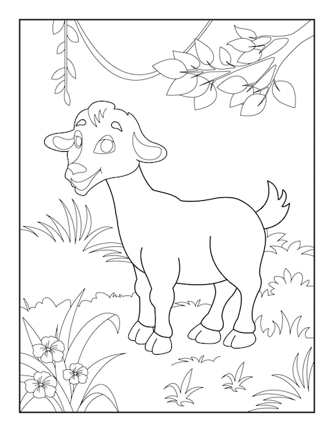 GoatColoring Page for kids Goatcoloring book for relax and meditation